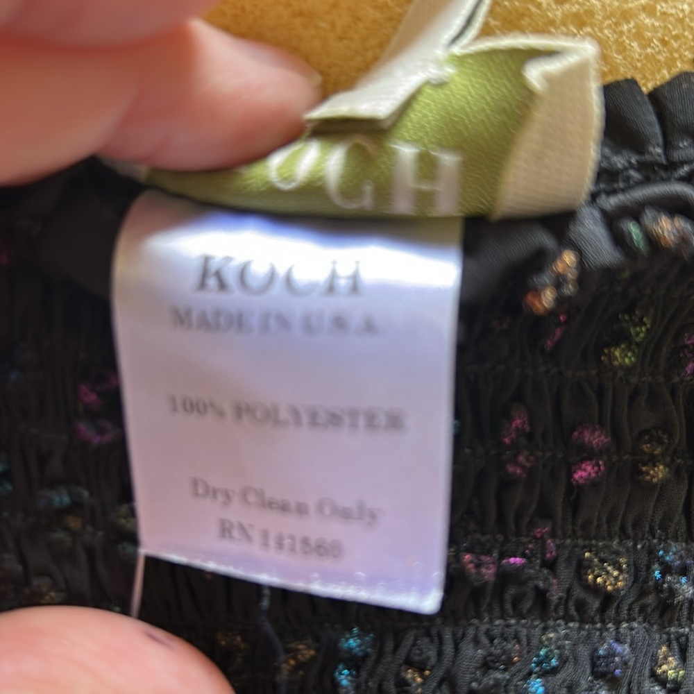 KOCH Black Rainbow Confetti Mini Skirt Metallic Swiss Dot Crepe Elastic Waist M - Picture 7 of 10